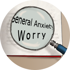 Image: A magnifying glass is hovering over the words ‘general anxiety’ and ‘worry’.