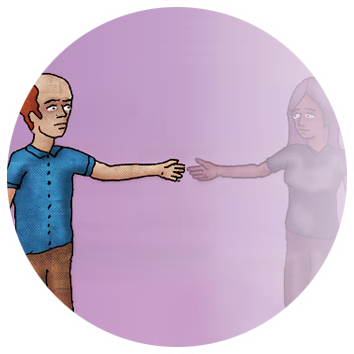 Image: A character is reaching out for someone who has died.