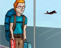 Image: A character goes travelling.