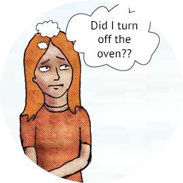 Image: A character is worrying – “Did I turn the iron off??”